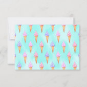 Cute roze Paarse Summer Ice Cream Cones Waterverf Save The Date (Achterkant)