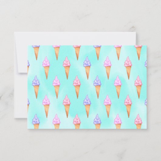 Cute roze Paarse Summer Ice Cream Cones Waterverf Save The Date (Achterkant)
