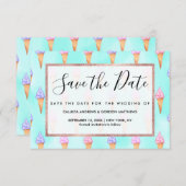 Cute roze Paarse Summer Ice Cream Cones Waterverf Save The Date (Voorkant / Achterkant)