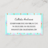 Cute roze Paarse Summer Ice Cream Cones Waterverf Visitekaartje (Achterkant)