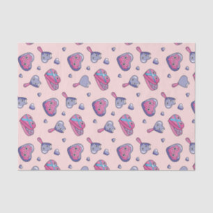 Cute Roze Paarse Valentijnsdag Doodle Patroon Tissuepapier