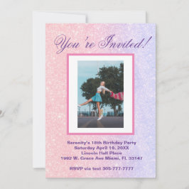 Cute Roze & Paarse Verjaardagsfeest Glitter Kaart