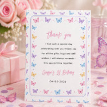Cute Roze Paarse Vlinder 1e Verjaardag voor Meisje