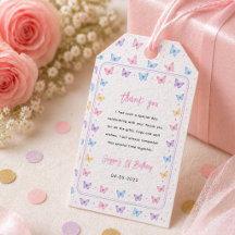 Cute Roze Paarse Vlinder 1e Verjaardag voor Meisje