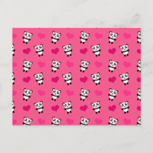Cute roze panda harten patroon briefkaart