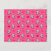 Cute roze panda harten patroon briefkaart (Voorkant)