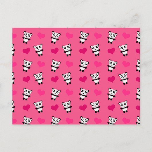 Cute roze panda harten patroon briefkaart (Voorkant)