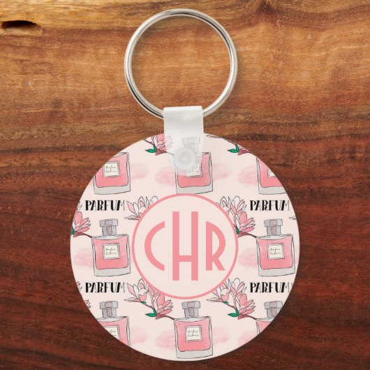 Cute roze parfums | Parfum | Floral | Monogram Sleutelhanger (Voorkant)