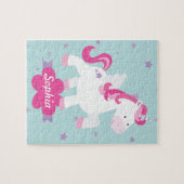 Cute roze, persoonlijk geïndividualiseerd Magical  Legpuzzel (Horizontaal)