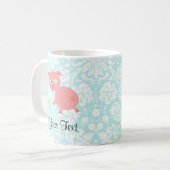 Cute roze pig; Blauwgroen schade Koffiemok (Voorkant links)