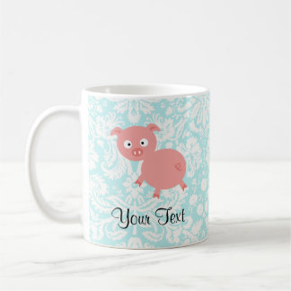 Cute roze pig; Blauwgroen schade Koffiemok