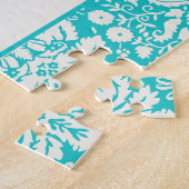 Cute roze pig; Blauwgroen schade Legpuzzel (Zijkant)