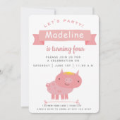 Cute roze piglet | Kinderen van Birthday Kaart (Voorkant)