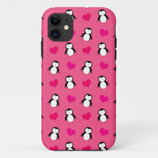 Cute roze pinguïn harten patroon iPhone 11 hoesje