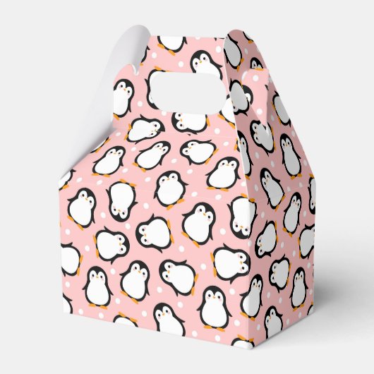 Cute roze pinguïn patroon bedankdoosjes (Voorkant Zijde)