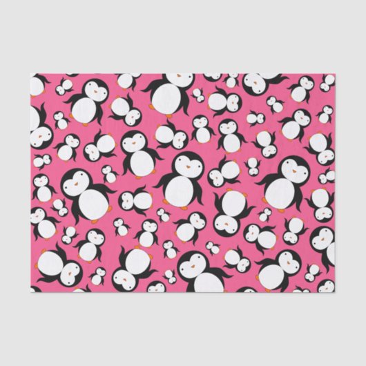 Cute roze pinguïn patroon tissuepapier (Voorkant)