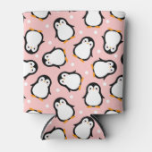 Cute roze pinguïnpatroon blikjeskoeler (Voorkant)