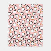 Cute roze pinguïnpatroon fleece deken (Voorkant)