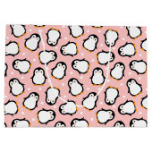 Cute roze pinguïnpatroon groot cadeauzakje (Achterkant)