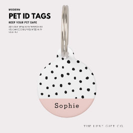 Cute roze poka Dot Dog Pet Tag Small Huisdierpenning