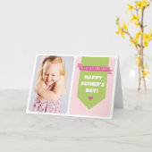 Cute roze poka Dots | Foto Vaderdag Kaart (Gele Bloem)