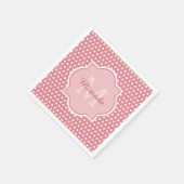 Cute roze poka dots met monogram en naam servetten (Hoek)