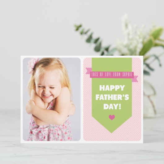 Cute roze poka Dots | Vaderdag Vaste Kaart (Staand voorkant)