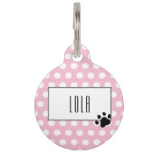 Cute roze polka dot paw print huisdierpenning (Voorkant)