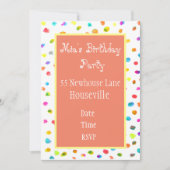 Cute roze polka stip art party kaart (Voorkant)