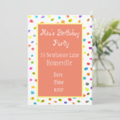 Cute roze polka stip art party kaart (Staand voorkant)