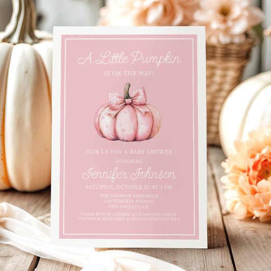 Cute Roze Pompoen Baby Shower Kaart