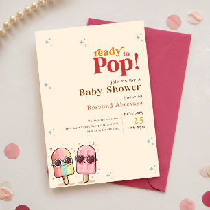 Cute Roze Popsicle Ready to Pop Baby Shower Uitnod Kaart