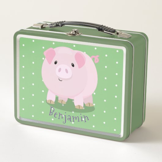 Cute roze pot bellied pig cartoon illustratie (Voorkant)