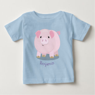 Cute roze pot bellied pig cartoon illustratie