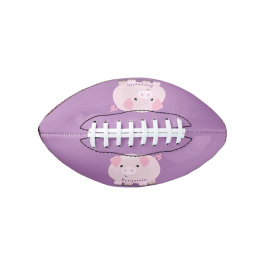 Cute roze pot bellied pig cartoon illustratie american football (Voorkant)