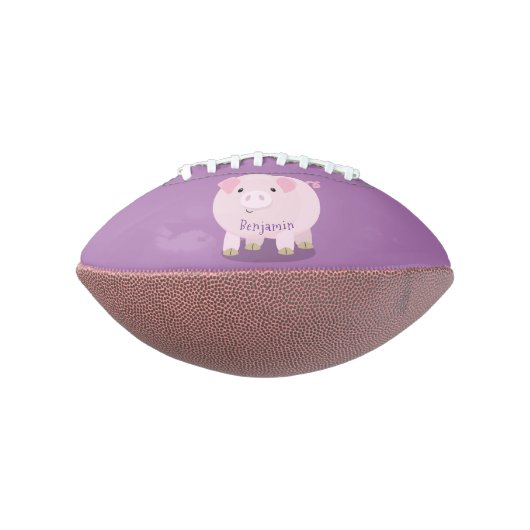 Cute roze pot bellied pig cartoon illustratie american football (Gedraaid 90)