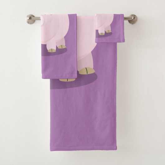 Cute roze pot bellied pig cartoon illustratie bad handdoek (Insitu)