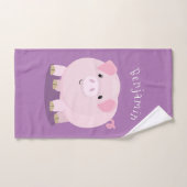 Cute roze pot bellied pig cartoon illustratie bad handdoek (Handdoek)