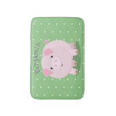Cute roze pot bellied pig cartoon illustratie badmat (Voorkant Verticaal)