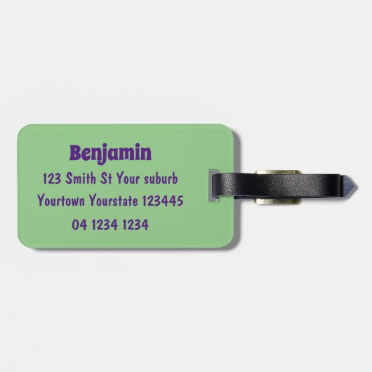 Cute roze pot bellied pig cartoon illustratie bagagelabel (Achterkant horizontaal)