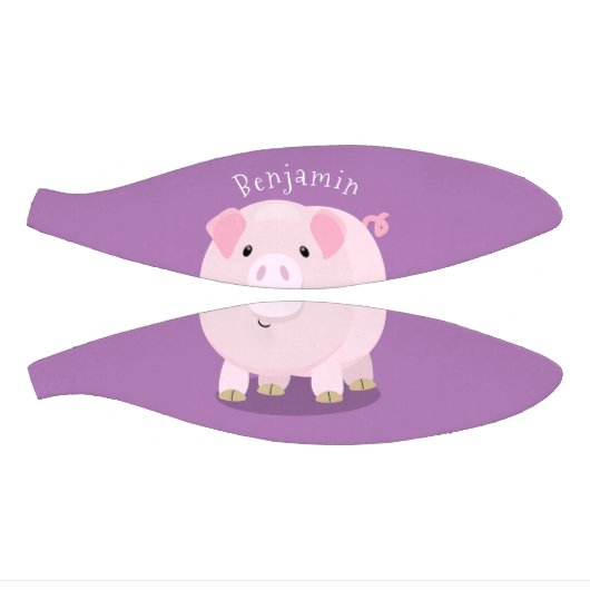 Cute roze pot bellied pig cartoon illustratie basketbal (Panelen)