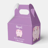 Cute roze pot bellied pig cartoon illustratie bedankdoosjes (Achterkant)