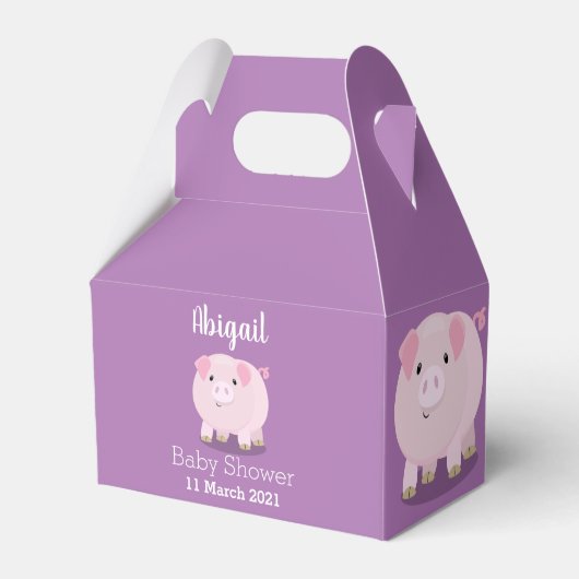 Cute roze pot bellied pig cartoon illustratie bedankdoosjes (Voorkant Zijde)