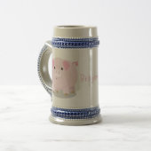 Cute roze pot bellied pig cartoon illustratie bierpul (Voorkant links)