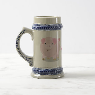 Cute roze pot bellied pig cartoon illustratie bierpul