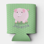 Cute roze pot bellied pig cartoon illustratie blikjeskoeler (Achterkant)
