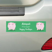 Cute roze pot bellied pig cartoon illustratie bumpersticker (Op auto)
