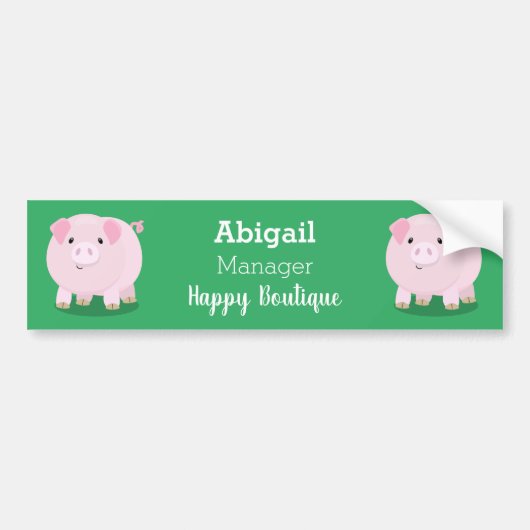 Cute roze pot bellied pig cartoon illustratie bumpersticker (Voorkant)