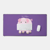 Cute roze pot bellied pig cartoon illustratie bureaumat (Keyboard & Muis)