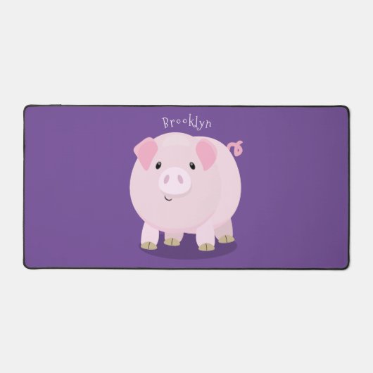 Cute roze pot bellied pig cartoon illustratie bureaumat (Voorkant)